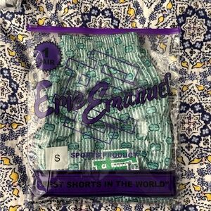 Eric Emanuel Teal and Navy Patterned Shorts